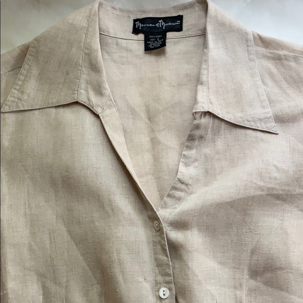 Neutral Linen Button Down - Picture 3 of 8